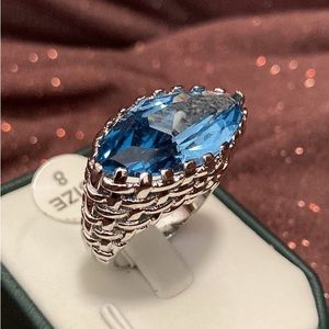 Unique Blue Topaz Ring Size 8
